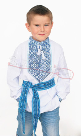 Shirt in cotton with blue embroidery 740-3