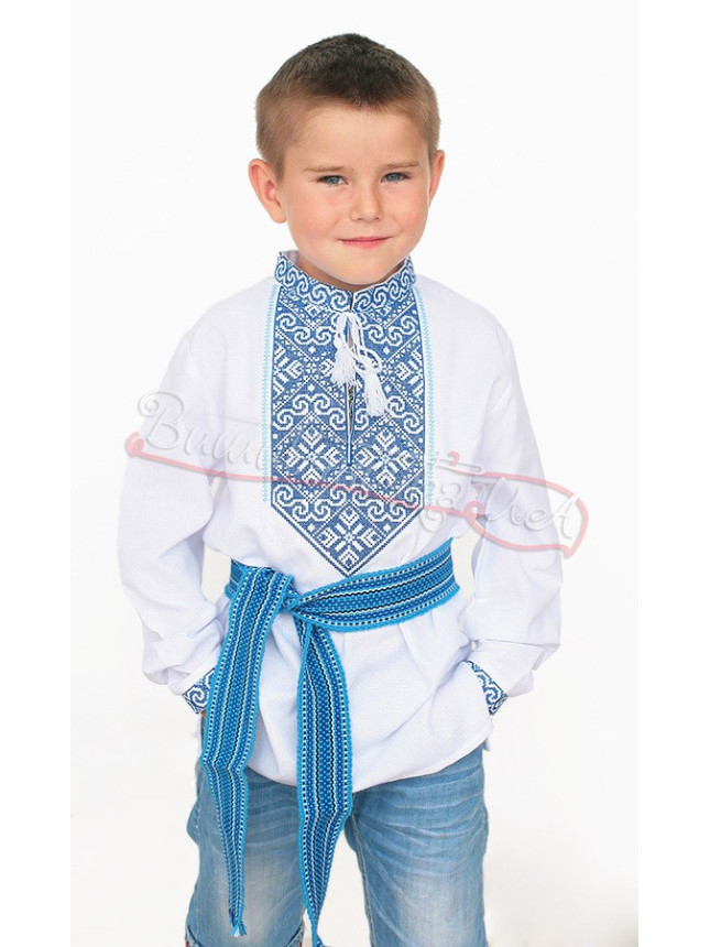 Shirt in cotton with blue embroidery 740-3 size 152