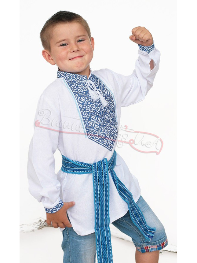 Shirt in cotton with blue embroidery 740-3 size 152