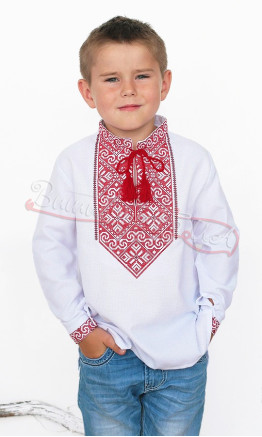 Vyshyvanka with red embroidery for a boy 740-2