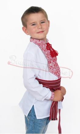 Vyshyvanka with red embroidery for a boy 740-2
