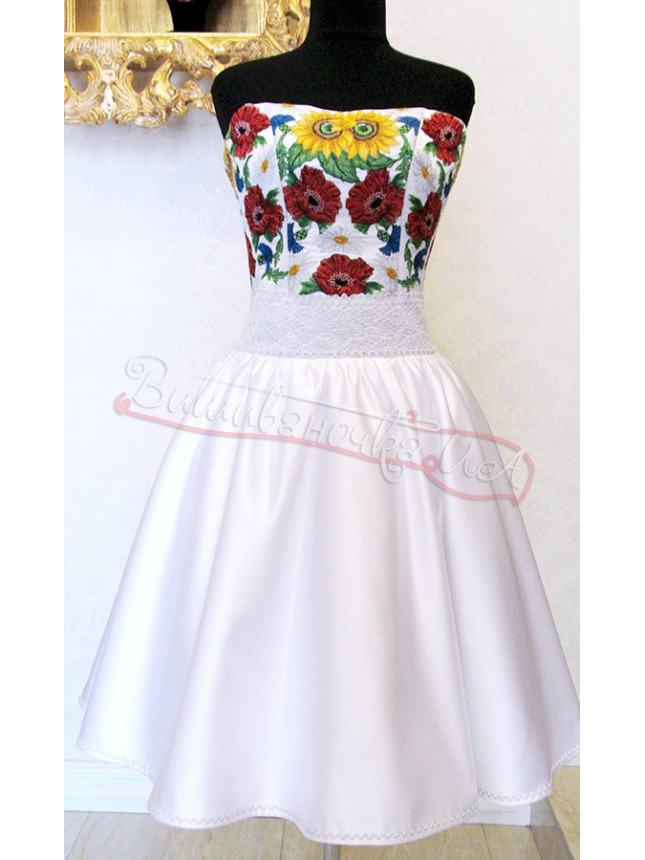 Dress on a corset with embroidery 3025