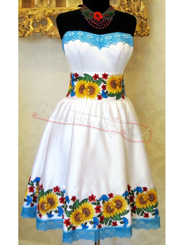 Dress on a corset with embroidery 3036