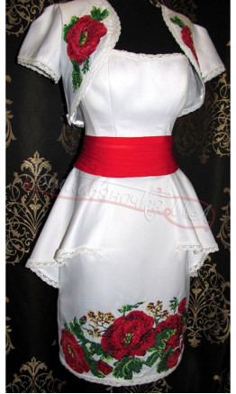 Women's satin dress with bolero 3024