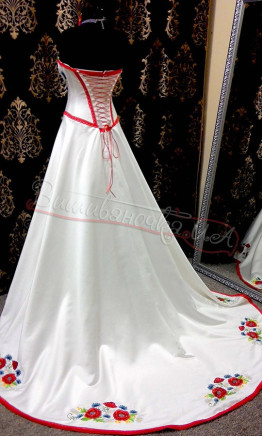 Women's satin dress with embroidery 3001