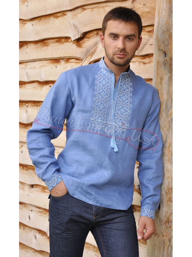 Men's vyshyvanka in light blue М127