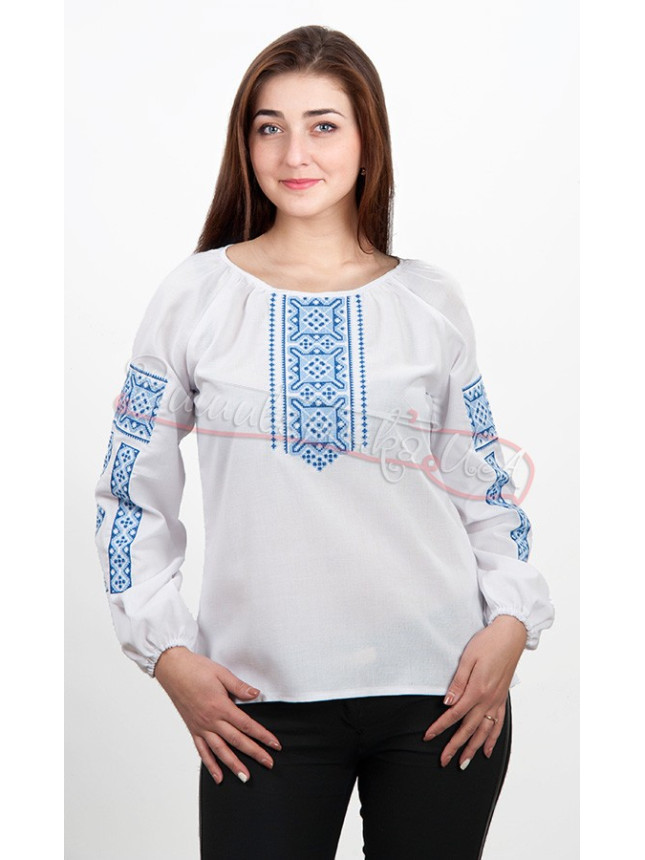 Women's vyshyvanka with blue geometric pattern 5552
