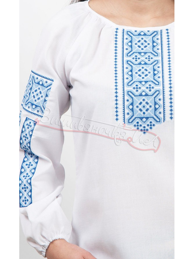 Women's vyshyvanka with blue geometric pattern 5552