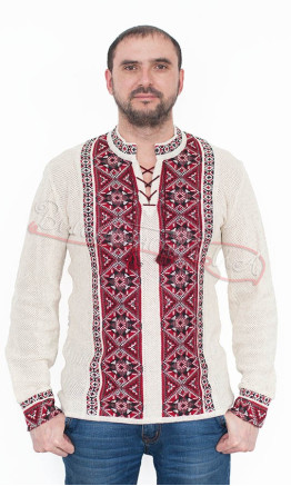 Мужская вязаная вышиванка, лён 5253