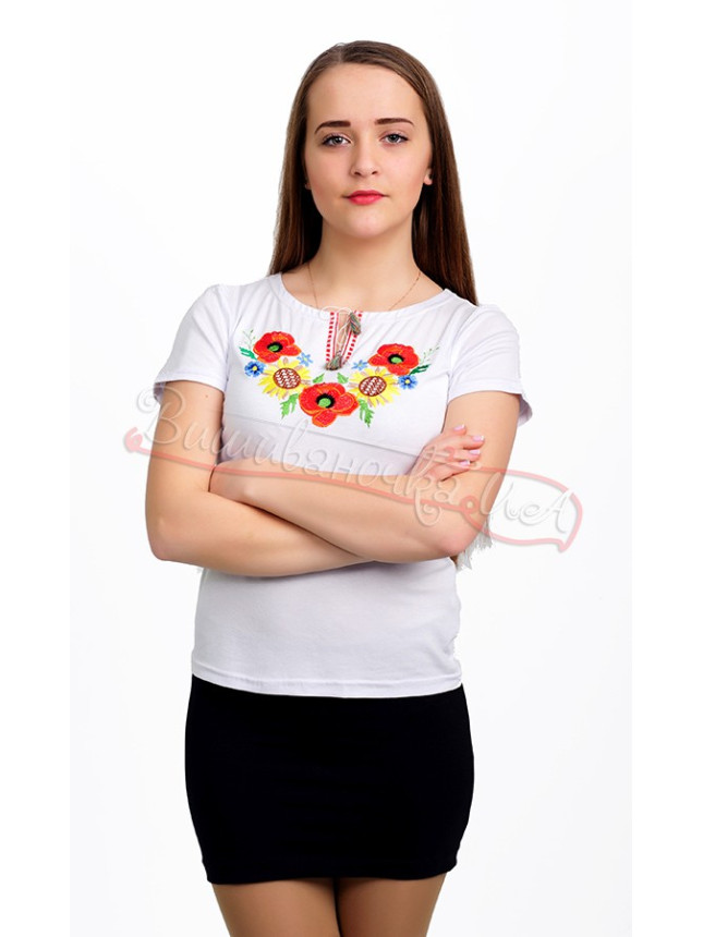 Футболка с вышивкой, женская 3411