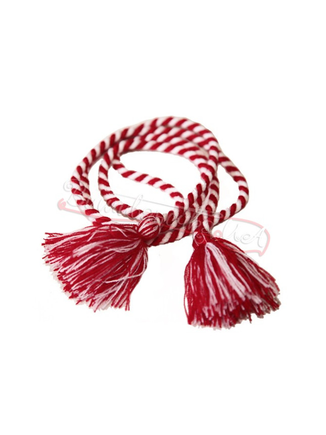 Belt-braid women's, red-white 0004