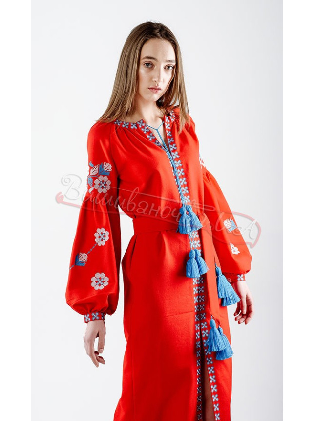 Long rich dress in homespun canvas НК01 size 46