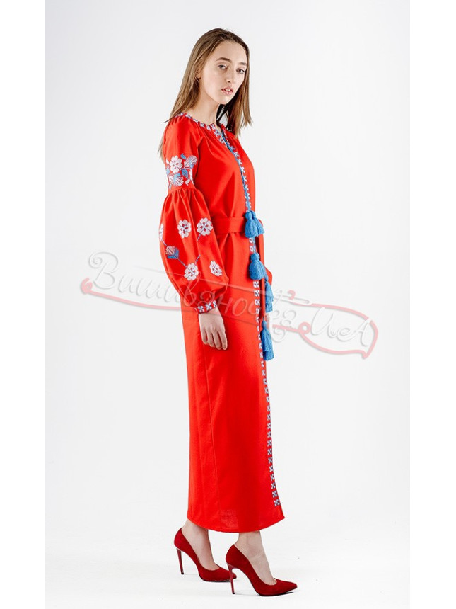Long rich dress in homespun canvas НК01 size 46
