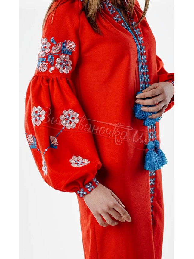 Long rich dress in homespun canvas НК01 size 46