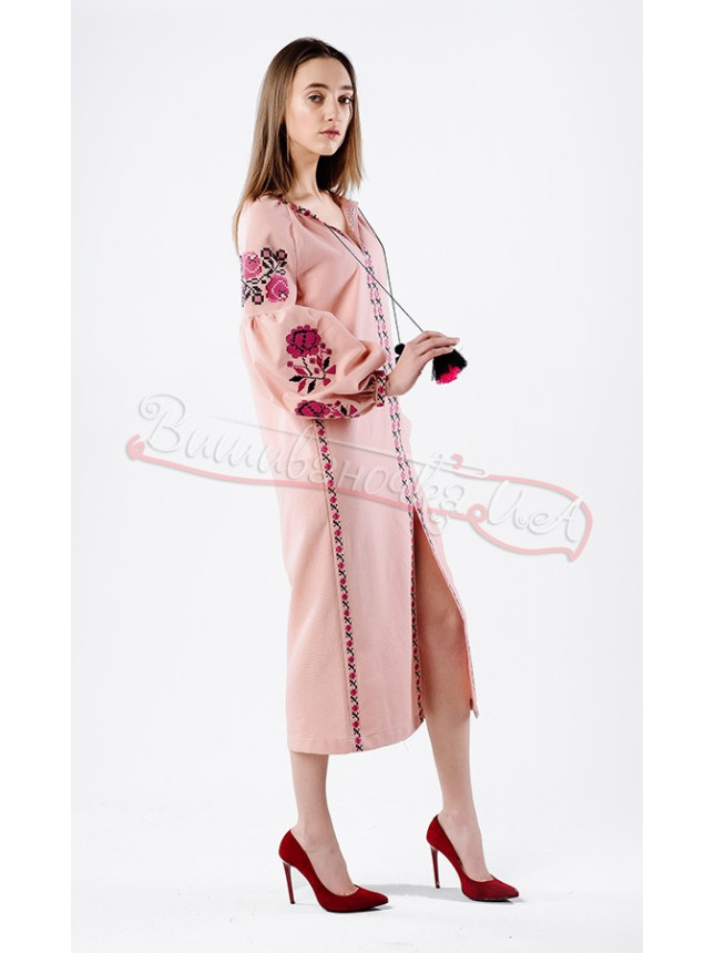Delicate dress in homespun cloth НК03 size 46