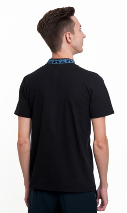 Men's black T-shirt with blue pattern 50204