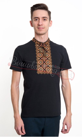 Men's T-shirt with brown embroidery 50205
