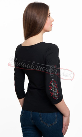 T-shirt with 3/4 sleeves, black 50121Д