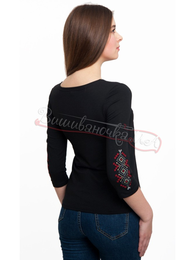 T-shirt with 3/4 sleeves, black 50121Д size 3XL