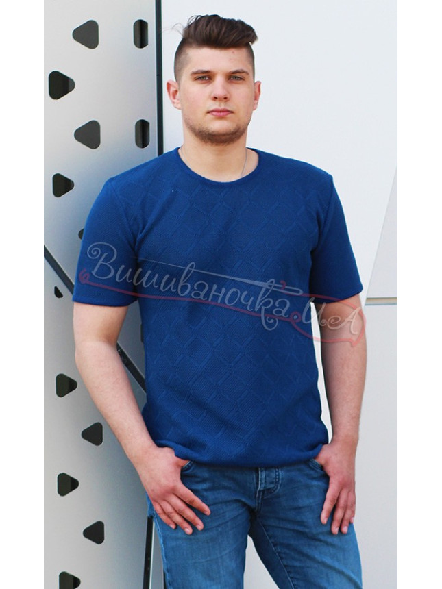 Синяя вязаная футболка 5301 размер 3XL