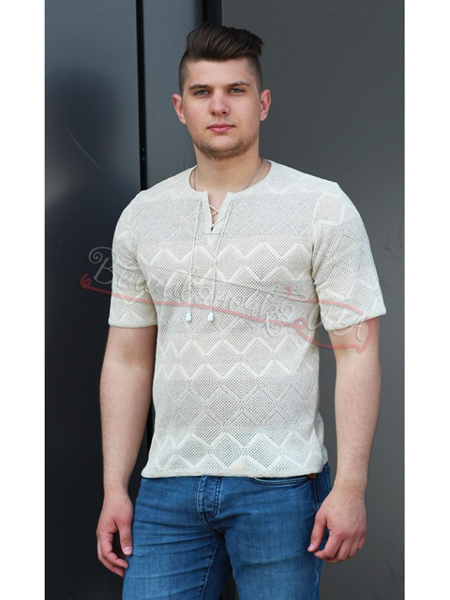 Jumper in linen with short sleeves 5307