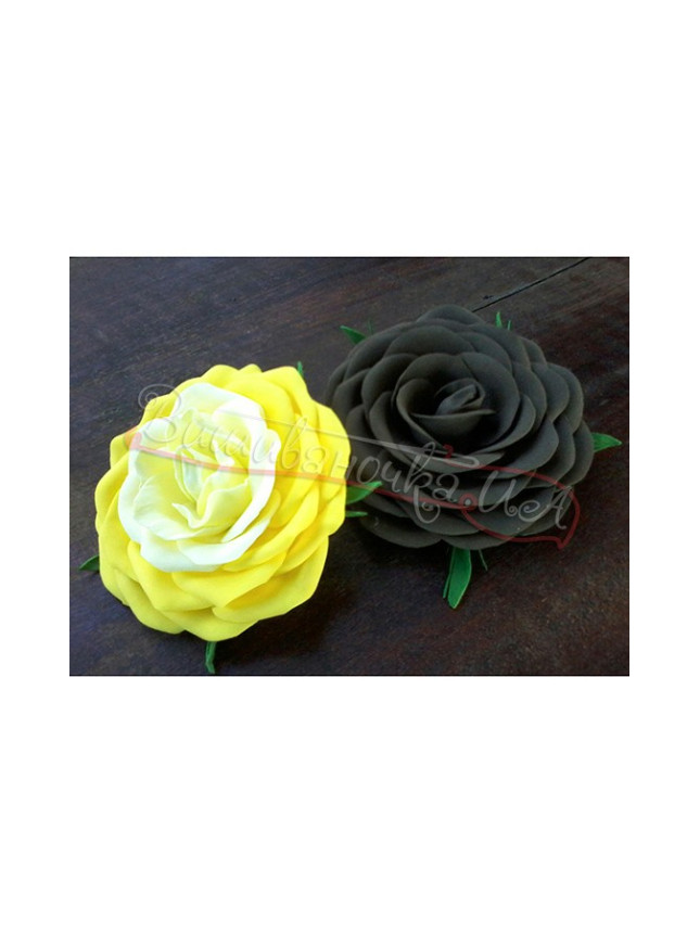 Hair clip roses yellow and grey В07