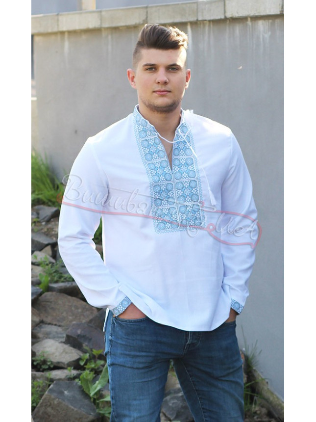 Men's vyshyvanka with blue pattern 3351 size 52