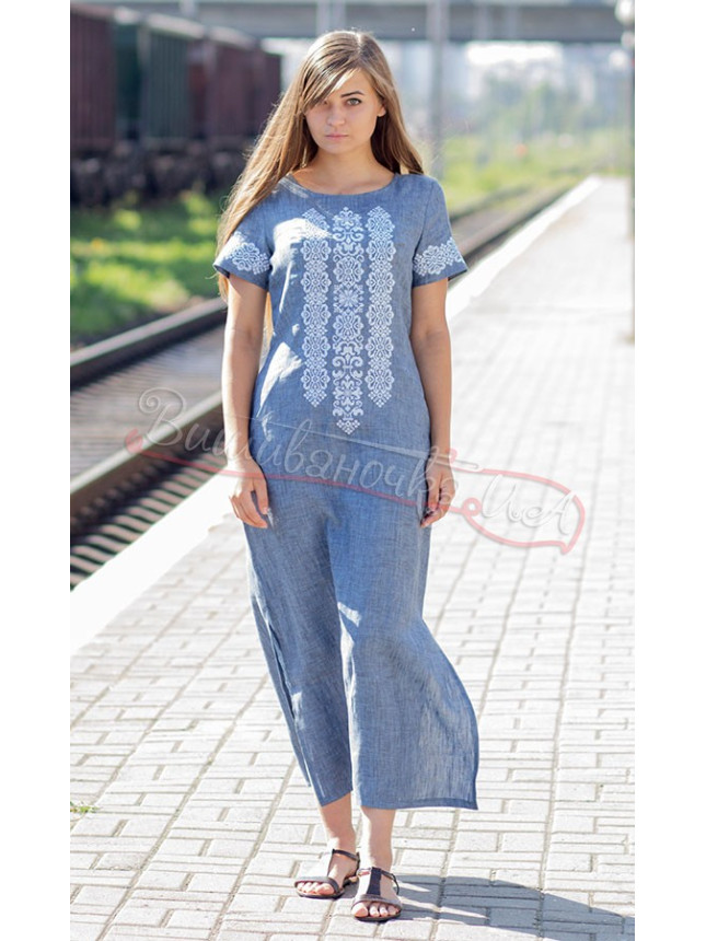 Dress in linen in denim 5492
