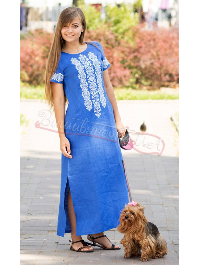 Dress in linen in denim 5492