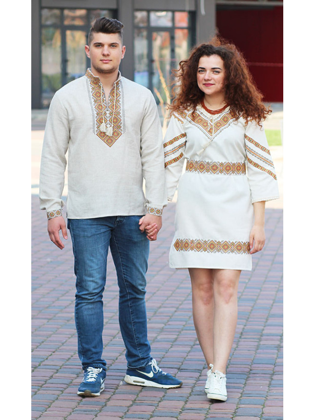 Embroidered set in linen blend 7314