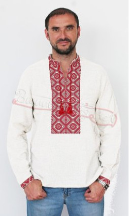 Men's embroidered shirt in linen 2077