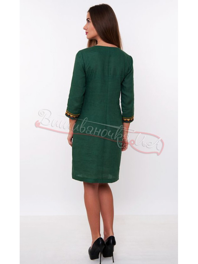 Linen women's dress with geometric design 4167 size 50
