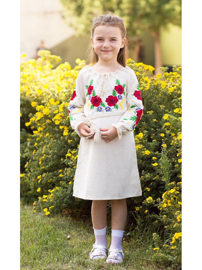 Embroidered little dress for a girl 811-1