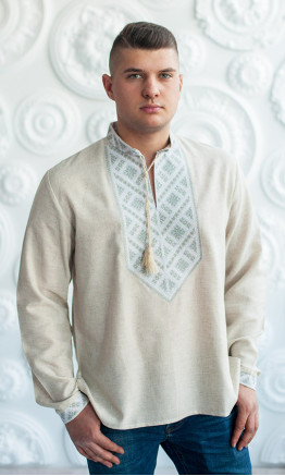 Embroidered shirt in linen blend 347-7