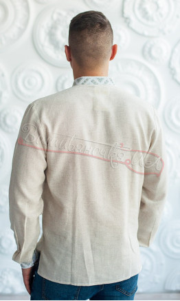 Embroidered shirt in linen blend 347-7
