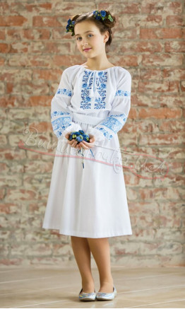Dress for a girl with light blue embroidery 818-3