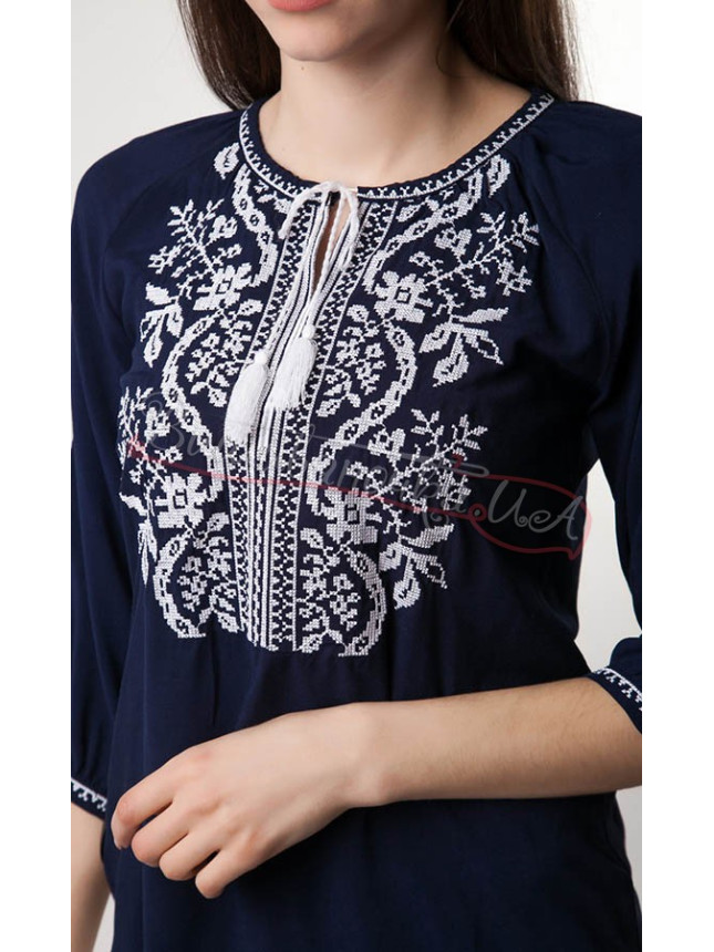 Women's shirt embroidered 1012 colour Blue size 46