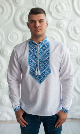 Embroidered shirt with blue pattern 347-3
