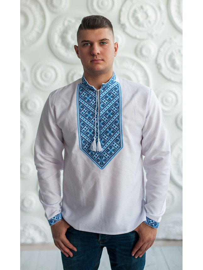 Embroidered shirt with blue pattern 347-3 size 50