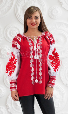 Яркая женская вышитая рубашка СЛ 15