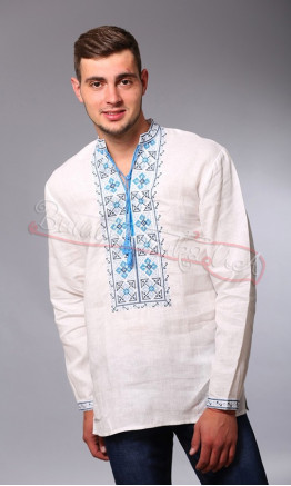 Linen men's shirt with embroidery 2003