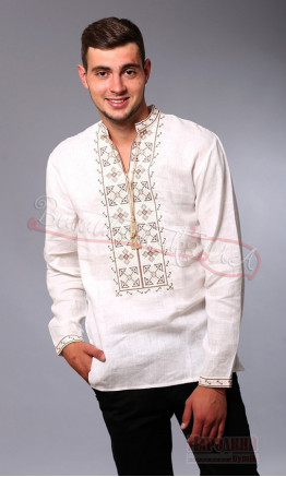 Linen men's shirt with embroidery 2003