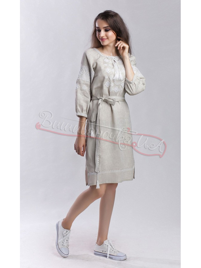 Women's dress in natural linen 1512 size 48