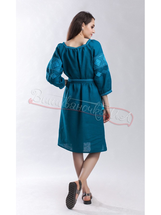 Women's embroidered dress in teal 1515 size 50