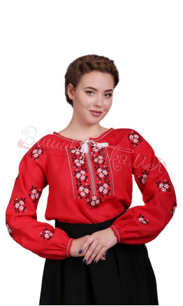 Женская вышитая блуза красного цвета 1010