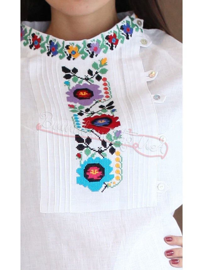 Women's blouse with embroidery 7070 size 46 fabric Linen