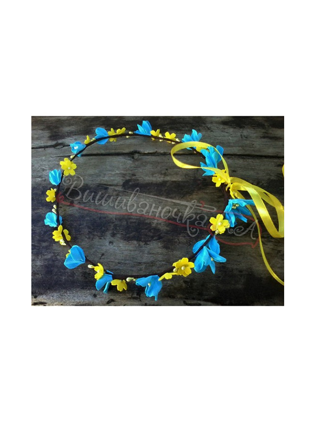 Flower crown in yellow-light blue colours В42