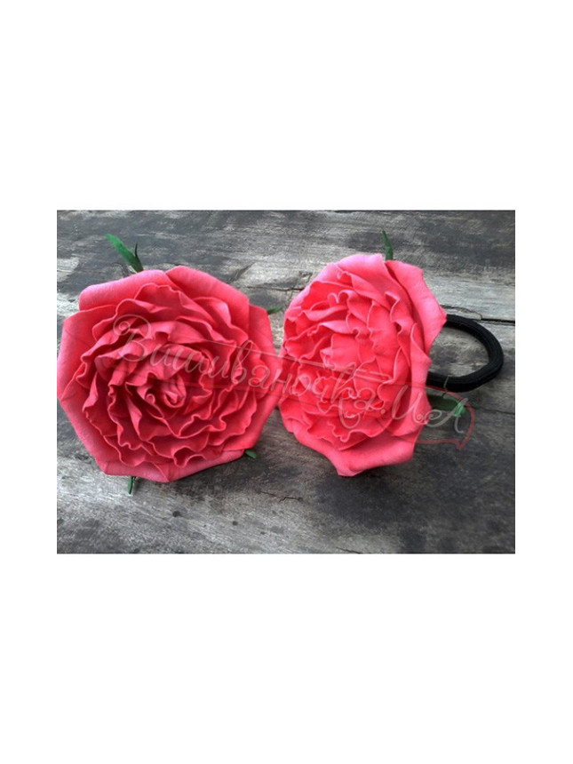 Hair scrunchies with flowers, handmade В64