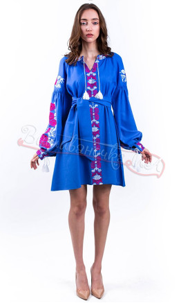 Bright embroidered dress in linen ОК05