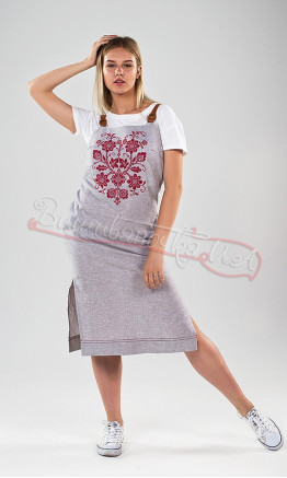 Pinafore dress women's embroidered 22113 colour Grey